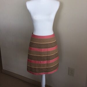 Ann Taylor Loft Pink Striped Linen Mini Skirt Sz 2